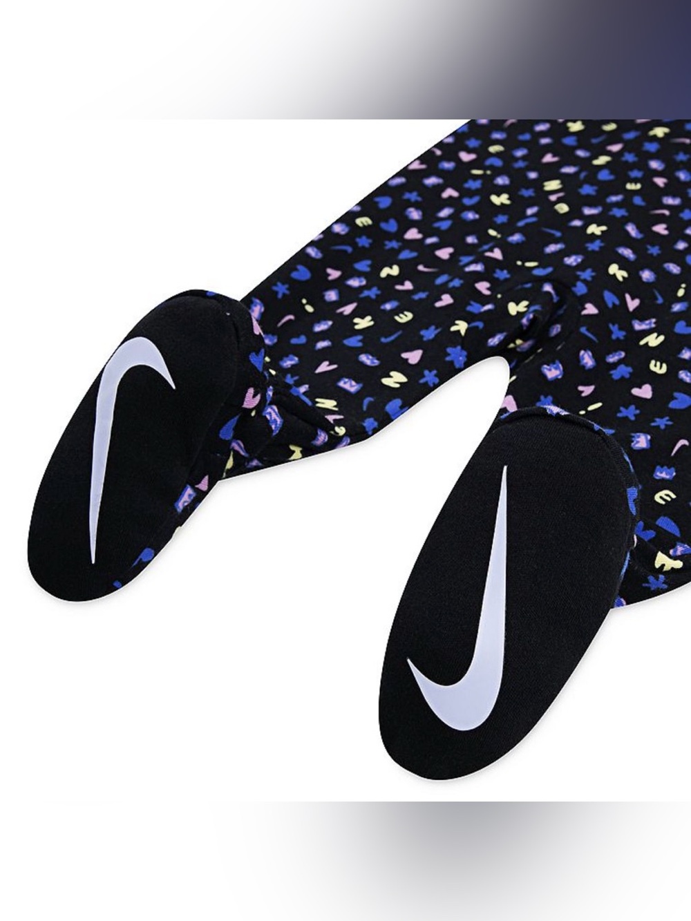 Nike Baby Girl Footed One-Piece with Blue, Cream & Pink Heart Print 6 Months - Picture 5 of 5